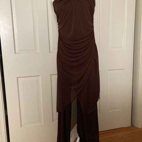 Boston Proper Brown Shirred Overlay Jumpsuit NEW Size 14 - Picture 7 of 16